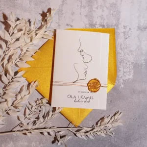 złocone, eleganckie zaproszenia ślubne