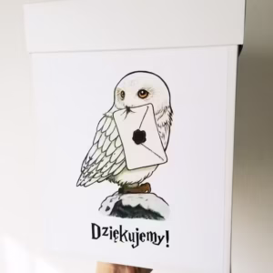 Podziękowania w motywie Harrego Pottera z ilustracją sowy