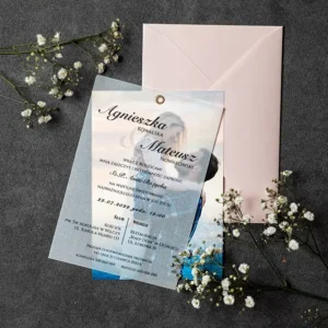 zaproszenia z kalką i zdjęciem