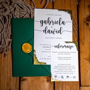 zaproszenia minimalistyczne ze złoceniami