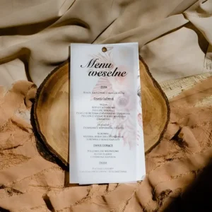 menu weselne z kalką, eleganckie, w stylu boho