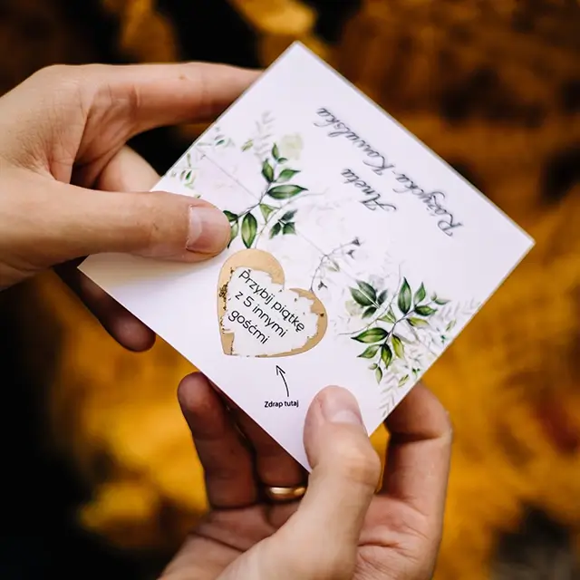 winietka na stół weselny i zdrapka z zadaniami, biała eustoma, Kraków