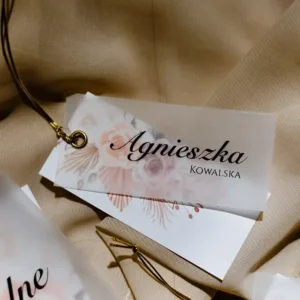 winietki na wesele z kalką, eleganckie, nietypowe