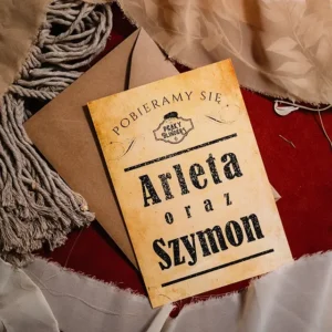 zaproszenie ślubne jednokartkowe w klimacie Peaky Blinders, Kraków i okolice, szybka realizacja