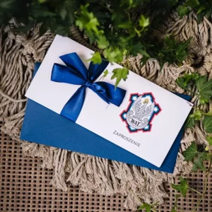 granatowe, eleganckie zaproszenia na przysięgę wojskową, Kraków i okolice