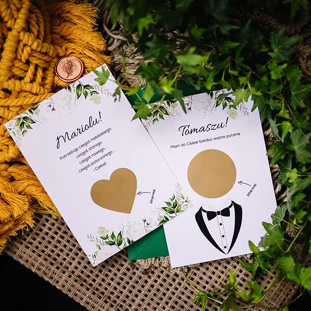 zdrapki weselne dla świadków, prośby o świadkowanie