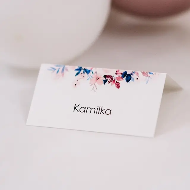 winietka na stół w kwiatowe wzory, winietki na chrzest święty