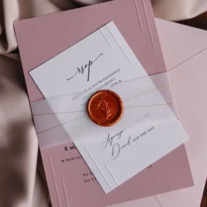 zaproszenia ślubne z tłoczeniem i lakiem, eleganckie zaproszenia ślubne Kraków