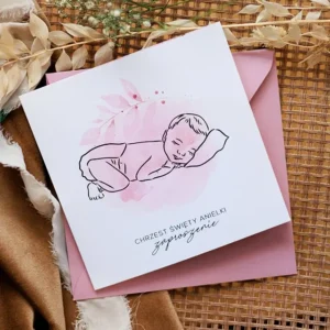 zaproszenie na chrzest dla dziewczynki różowe, niemowlę róż