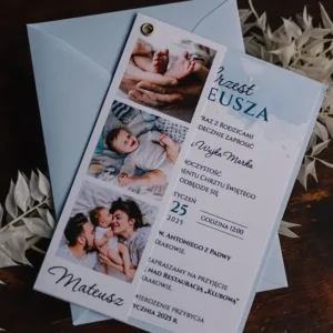 zaproszenia ze zdjęciem na chrzciny dla chłopca