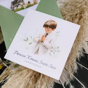 zaproszenie na komunię dla chłopca, kościół boży