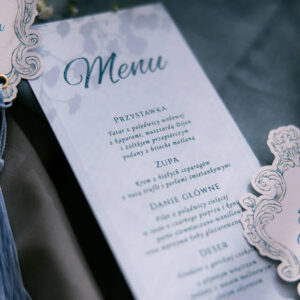 Menu z ramką jednokartkowe, błękitne