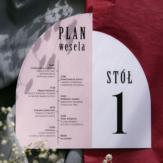 Numer stołu półokrągły wraz z planem wesela