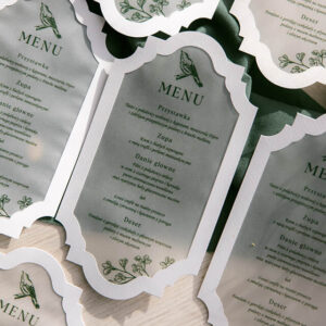 Transparentne menu weselne