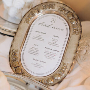 Drink menu w eleganckiej ramce